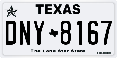 TX license plate DNY8167