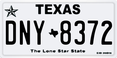 TX license plate DNY8372