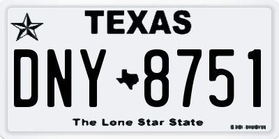 TX license plate DNY8751