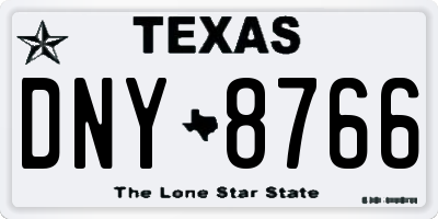 TX license plate DNY8766
