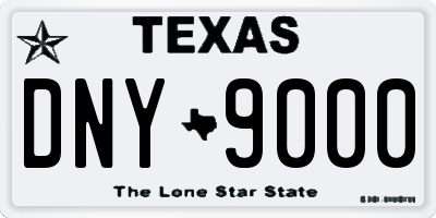 TX license plate DNY9000