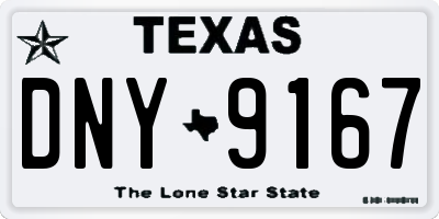TX license plate DNY9167