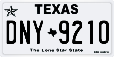 TX license plate DNY9210