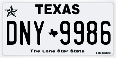 TX license plate DNY9986