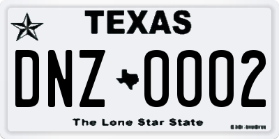 TX license plate DNZ0002