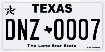 TX license plate DNZ0007