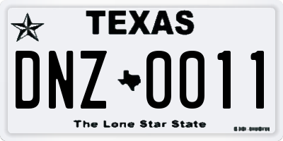 TX license plate DNZ0011