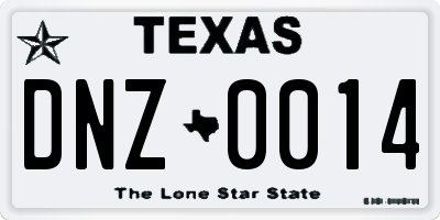TX license plate DNZ0014
