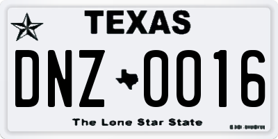 TX license plate DNZ0016