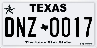 TX license plate DNZ0017