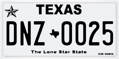 TX license plate DNZ0025