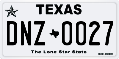 TX license plate DNZ0027