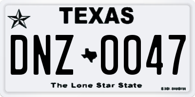 TX license plate DNZ0047