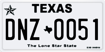 TX license plate DNZ0051
