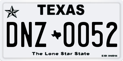 TX license plate DNZ0052