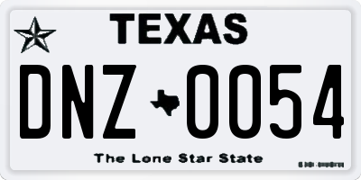 TX license plate DNZ0054