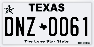 TX license plate DNZ0061