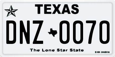 TX license plate DNZ0070