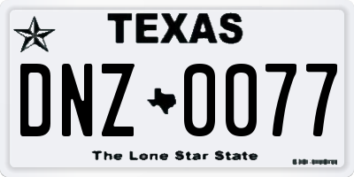 TX license plate DNZ0077