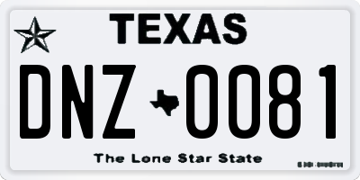 TX license plate DNZ0081