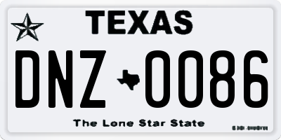 TX license plate DNZ0086