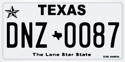 TX license plate DNZ0087