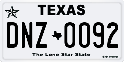 TX license plate DNZ0092