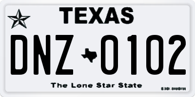 TX license plate DNZ0102