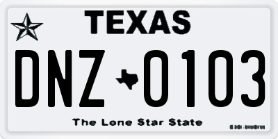 TX license plate DNZ0103
