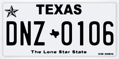 TX license plate DNZ0106