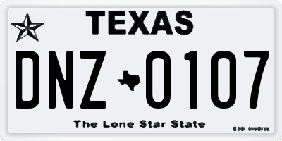 TX license plate DNZ0107
