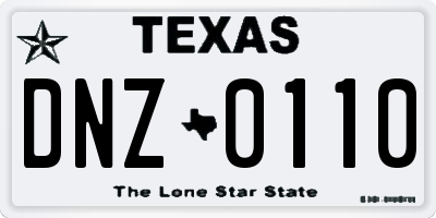 TX license plate DNZ0110