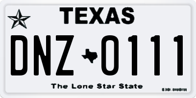TX license plate DNZ0111
