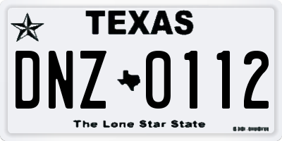 TX license plate DNZ0112