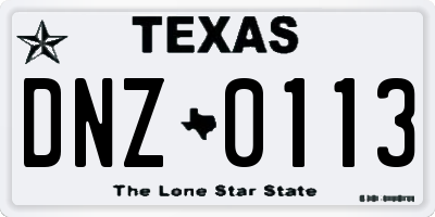 TX license plate DNZ0113