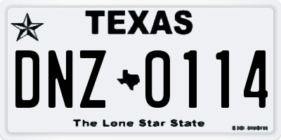 TX license plate DNZ0114