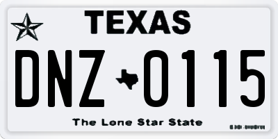 TX license plate DNZ0115