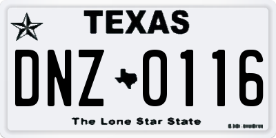 TX license plate DNZ0116