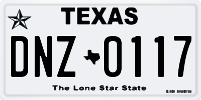 TX license plate DNZ0117