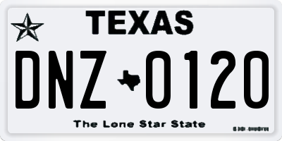 TX license plate DNZ0120
