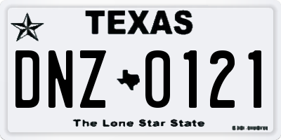 TX license plate DNZ0121