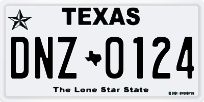 TX license plate DNZ0124