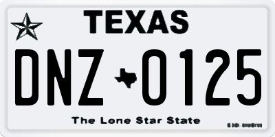 TX license plate DNZ0125