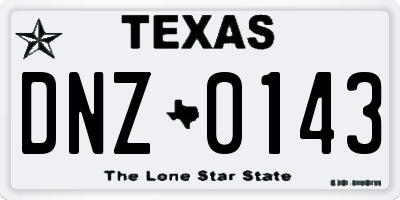 TX license plate DNZ0143