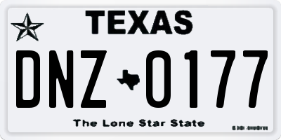 TX license plate DNZ0177