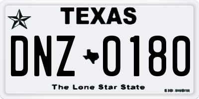TX license plate DNZ0180