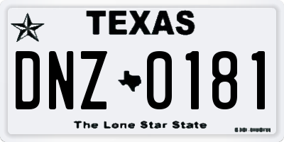 TX license plate DNZ0181