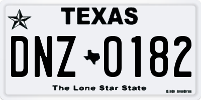 TX license plate DNZ0182