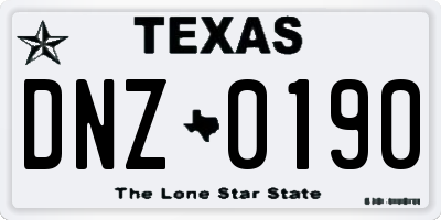 TX license plate DNZ0190