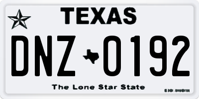 TX license plate DNZ0192